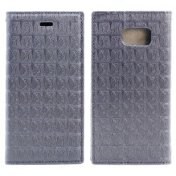 Samsung Galaxy S6 Slim Wave Magnetic Flip Leather Wallet Case (Black)